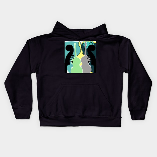 Upright Bass Kids Hoodie by BigHeaterDesigns